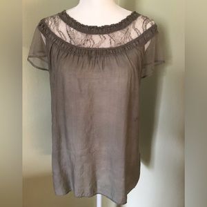 ❤️❤️NAF NAF Women’s Viscous/ Silk Lace Adorned Top, M